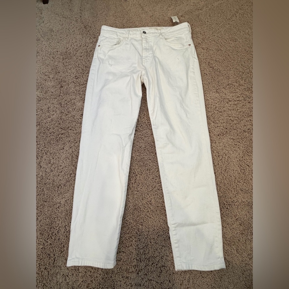 NWT new 32 Anthropologie pilcro high rise skinny jeans white distressed